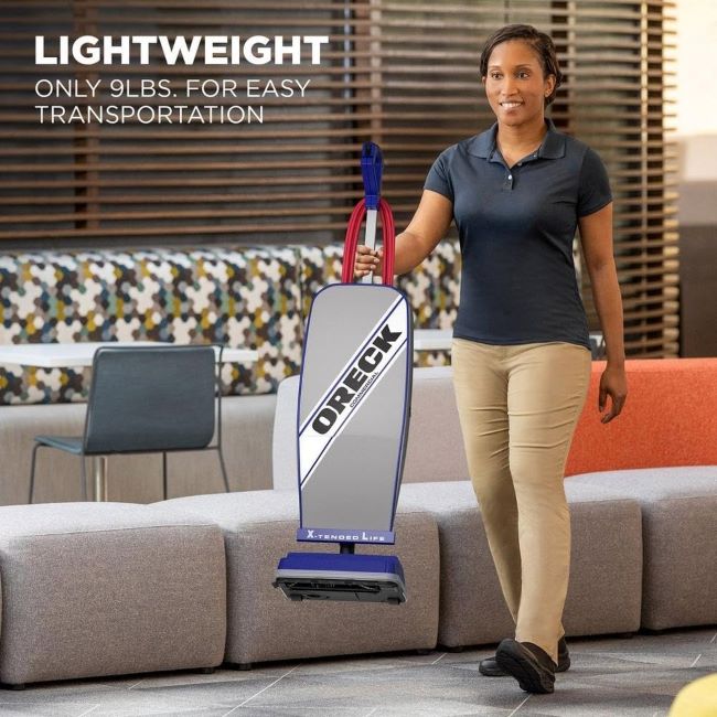 Oreck Commercial XL Upright Vacuum – Lightweight commercial upright vacuum for carpets and hard floors.