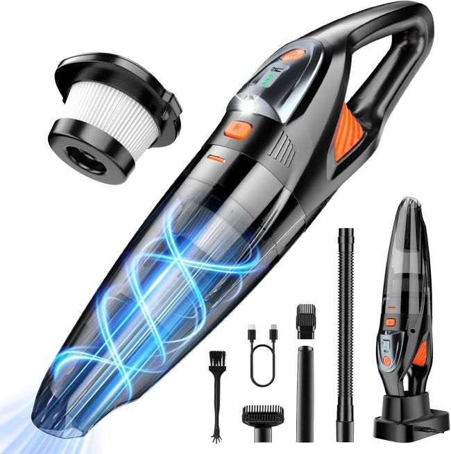 ZIHUOFAN Handheld Vacuum – Powerful 3-in-1 handheld vacuum with HEPA filter and LED light.