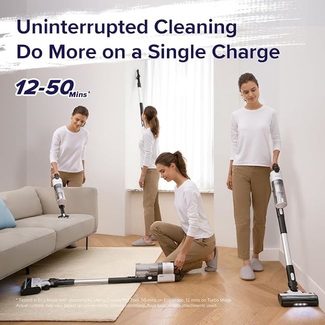 LEVOIT cordless stick vacuum with tangle-resistant design, lightweight build, and strong suction for carpets, floors, and pet hair.