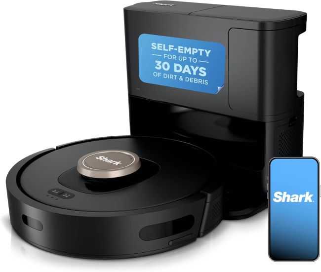 Shark AV2501AE AI robot vacuum with HEPA self-empty base, LiDAR navigation, and strong performance for pet hair and carpets.