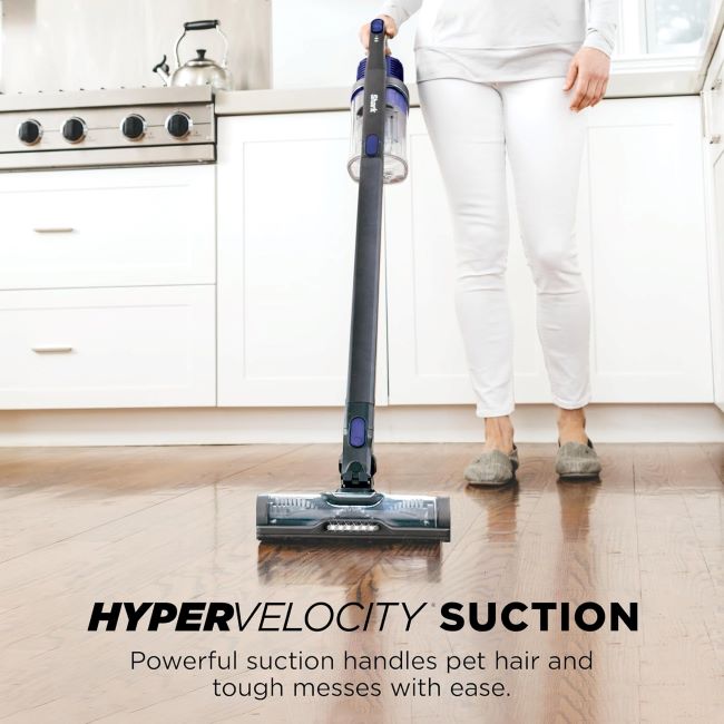 Shark IX141 cordless pet vacuum with LED headlights and removable handheld unit for pet hair on carpet and hard floors