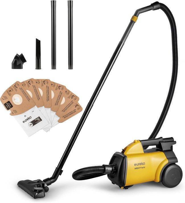 Eureka 3670M lightweight bagged canister vacuum with strong suction and multiple bags for carpets and hard floor cleaning