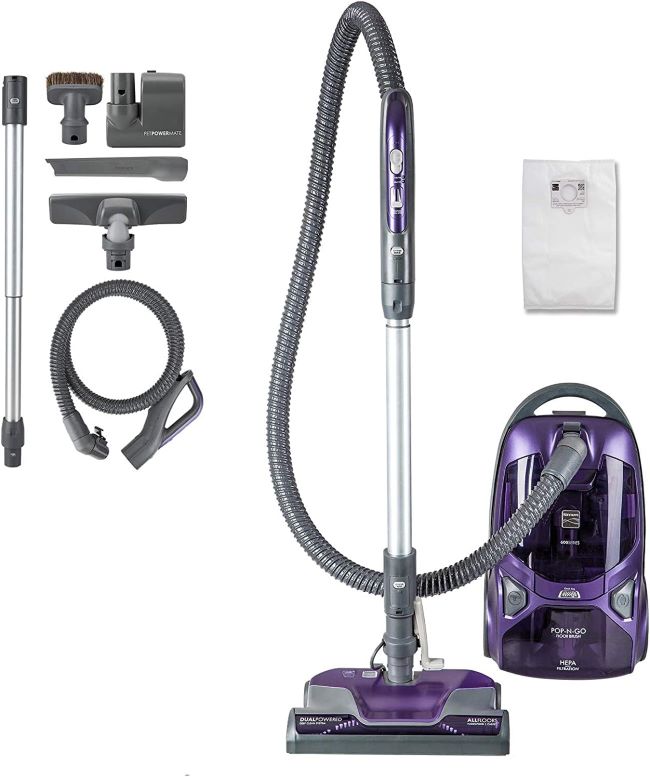 Kenmore 600 Series pet-friendly bagged canister vacuum with Pet PowerMate, HEPA filter, and multiple tools for thorough home cleaning