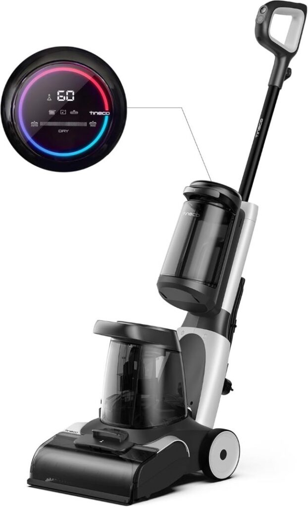 Tineco CARPET ONE smart carpet cleaner machine with LED display, upholstery cleaning tools, and portable stain removal