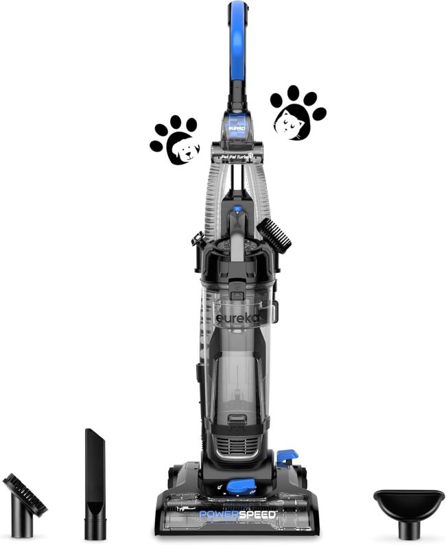 Eureka PowerSpeed upright bagless vacuum cleaner for carpets and hard floors, lightweight design ideal for home and pet hair cleaning