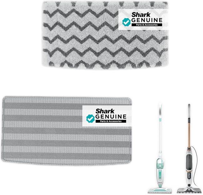 Shark steam mop replacement pads set with Dirt Grip and scrub pad, machine washable for effective cleaning of sealed hard floors
