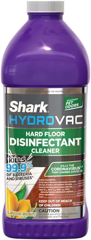 Shark HydroVac Household Disinfectant Cleaner (WDCD60) compatible with HydroVac 3-in-1 cleaners, killing 99.9% of bacteria and viruses on hard surfaces