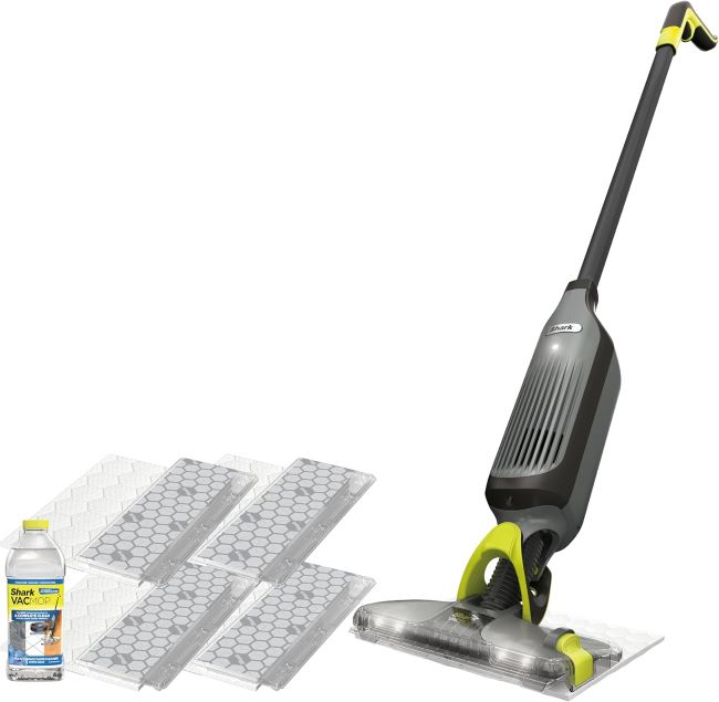 Shark VACMOP cordless vacuum and spray mop (VM252) with disposable pads and cleaning solution for easy multi-surface floor cleaning