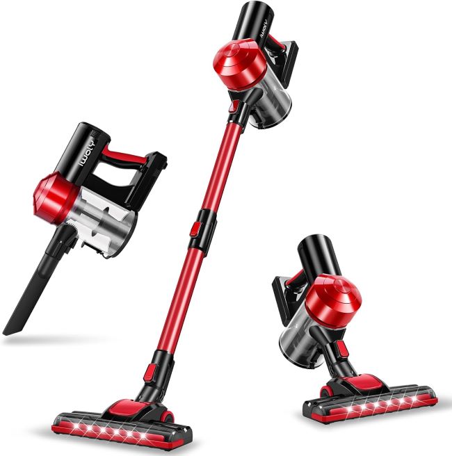iwoly C150 cordless handheld stick vacuum with 18000Pa suction, HEPA filter, detachable battery, and lightweight portable design for car and home use