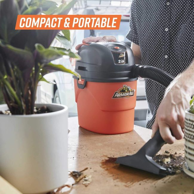 Armor All AA155 1.5-gallon wet dry vacuum for home, garage, and workshop cleanup