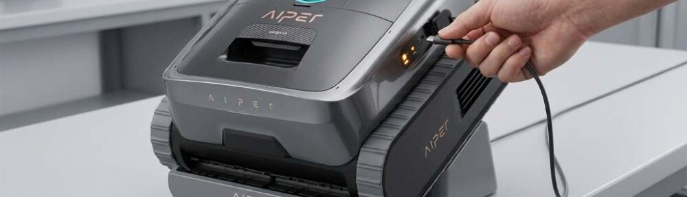 Aiper Scuba V3 Cordless Pool Cleaner charging before use