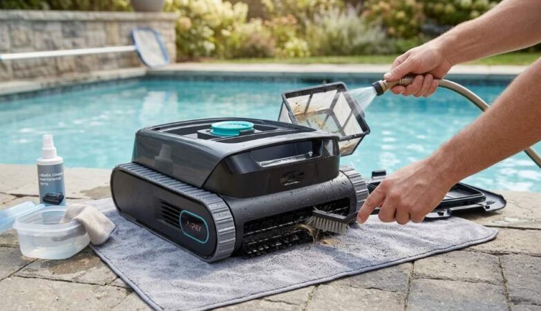 Cleaning the filter basket of an Aiper Scuba S3 robotic pool cleaner